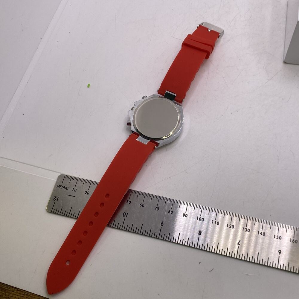 Geneva Womens Red Rubber Wrist Wrap Watch Quartz New Battery - Picture 6 of 6
